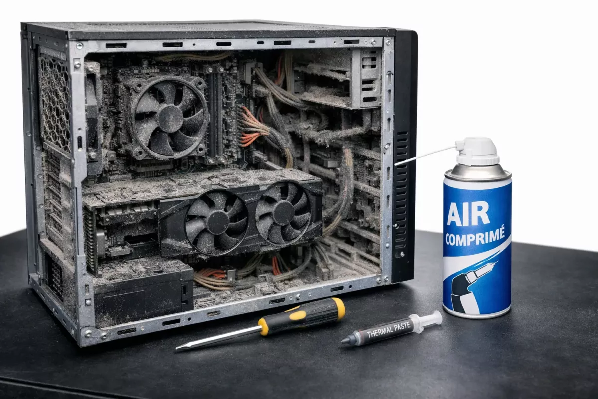 Dépoussiérage PC et remplacement de la pâte thermique processeur